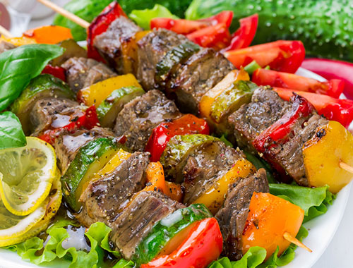 Grilled meat cubes